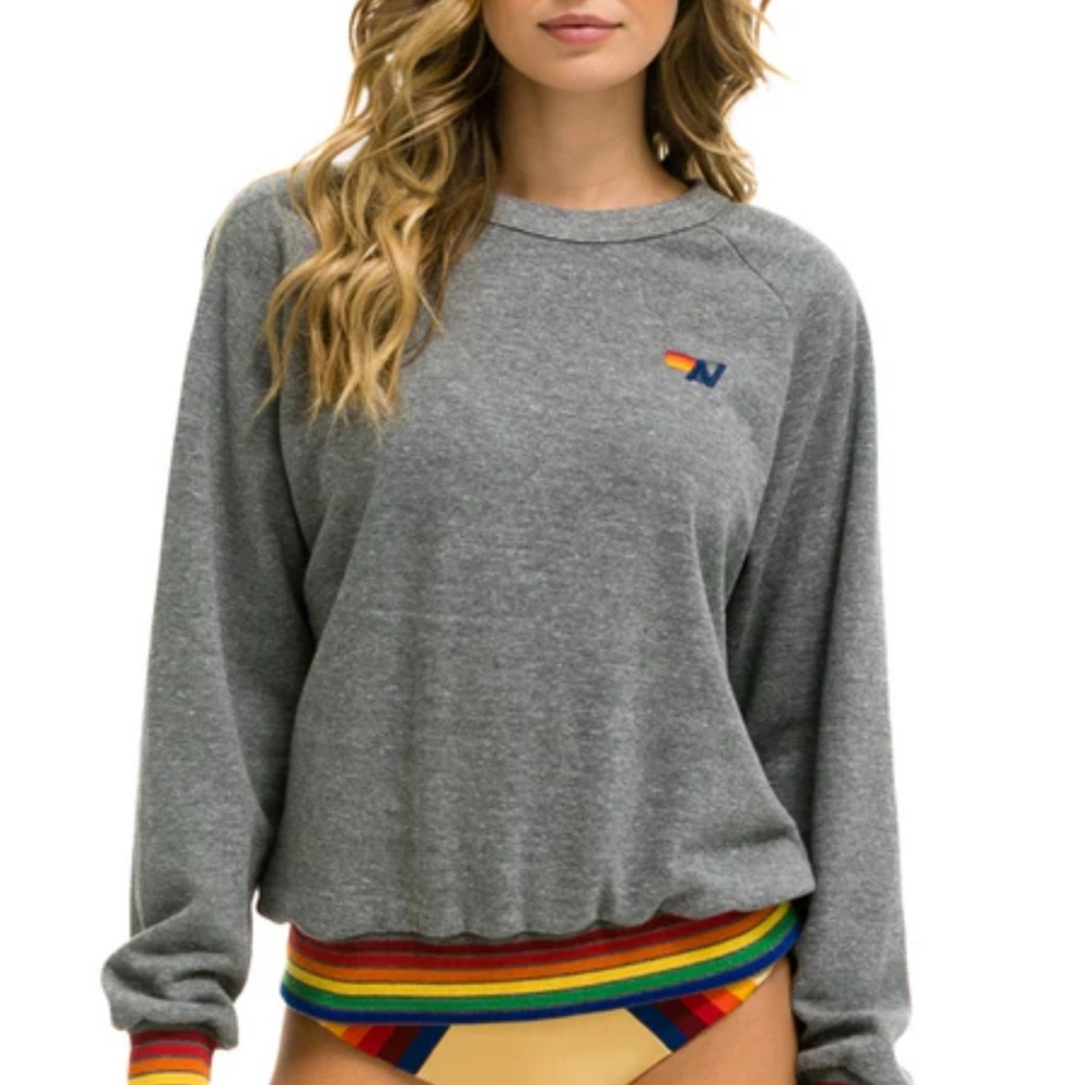 Aviator Nation Rainbow Rib Crew